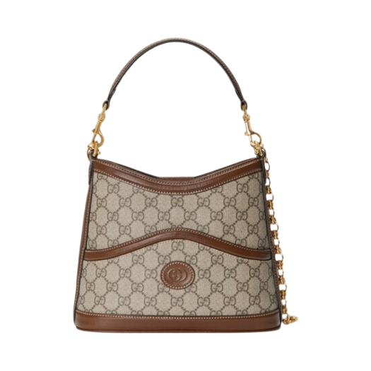 Gucci Interlocking G Large Shoulder Bag Beige Ebony