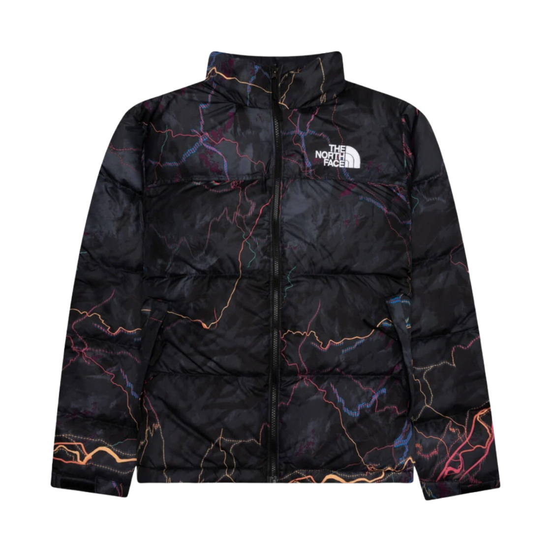 노스페이스 1996 레트로 눕시 자켓 TNF 블랙 트레일 글로우 프린트(The North Face 1996 Retro Nuptse Jacket TNF Black Trail Glow Print) - 1