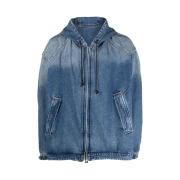 Juun.J Denim Wide Hooded Zip-Up Blue