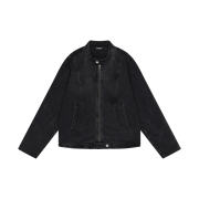 Dominant Curved Biker Denim Jacket Black