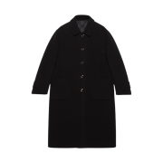 (W) Gucci Reversible GG Wool Coat Black Grey