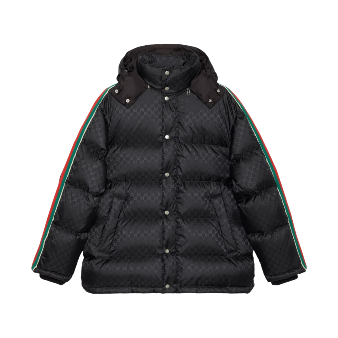 715519-Z8A50-1043 Gucci GG Nylon Jacquard Jacket with Web Black