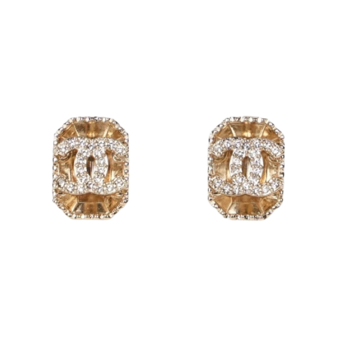 (W) 샤넬 이어링 메탈 스트라스 & 골드 크리스탈((W) Chanel Earrings Metal Strass & Gold Crystal) - 1