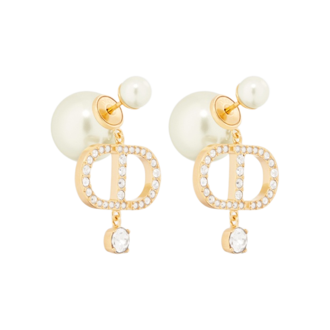 E3364WOMCY-D03S (W) Dior Tribales Earrings Gold-Finish Metal and Silver-Tone Crystals