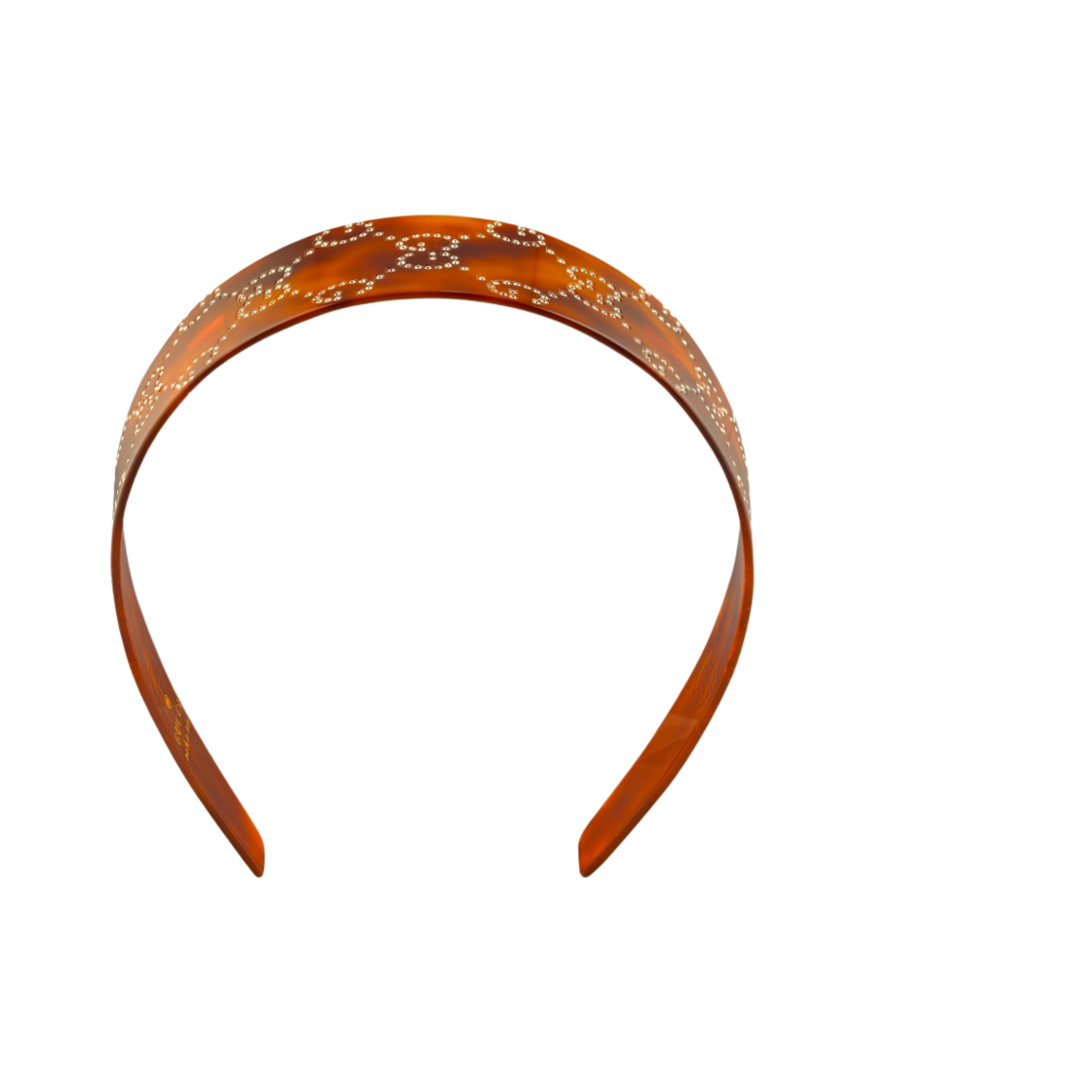 (W) 구찌 GG 크리스탈 헤어밴드 톨토이즈쉘 레진((W) Gucci GG Crystals Hairband Tortoiseshell Resin) - 1