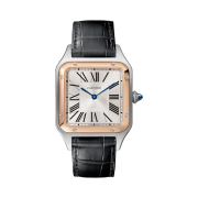 Cartier Santos Dumont Watch Large Quartz Pink Gold Steel Leather