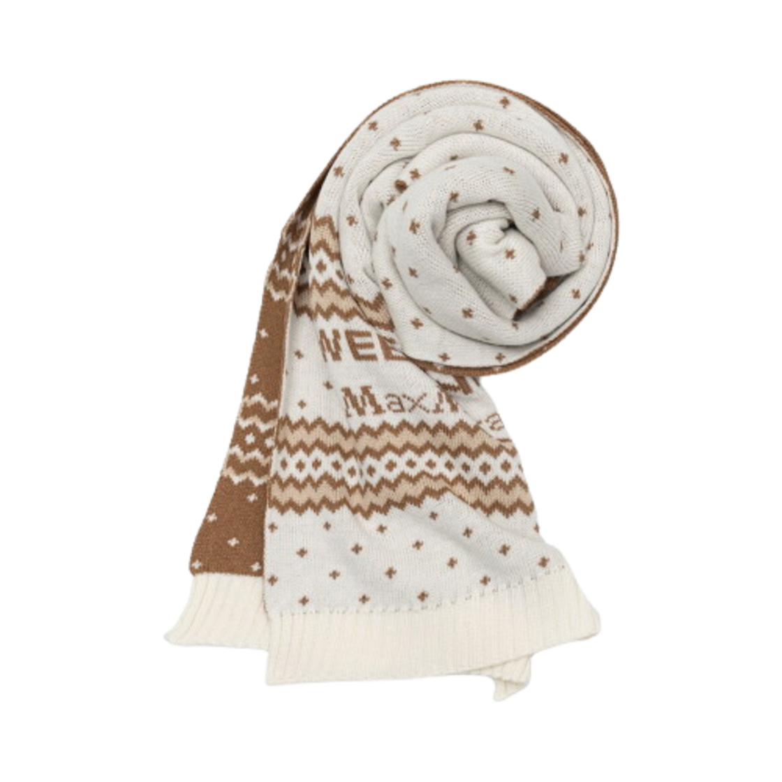 VALDEZ-001 (W) Weekend Max Mara Valdez Jacquard Knit Wool Scarf Camel