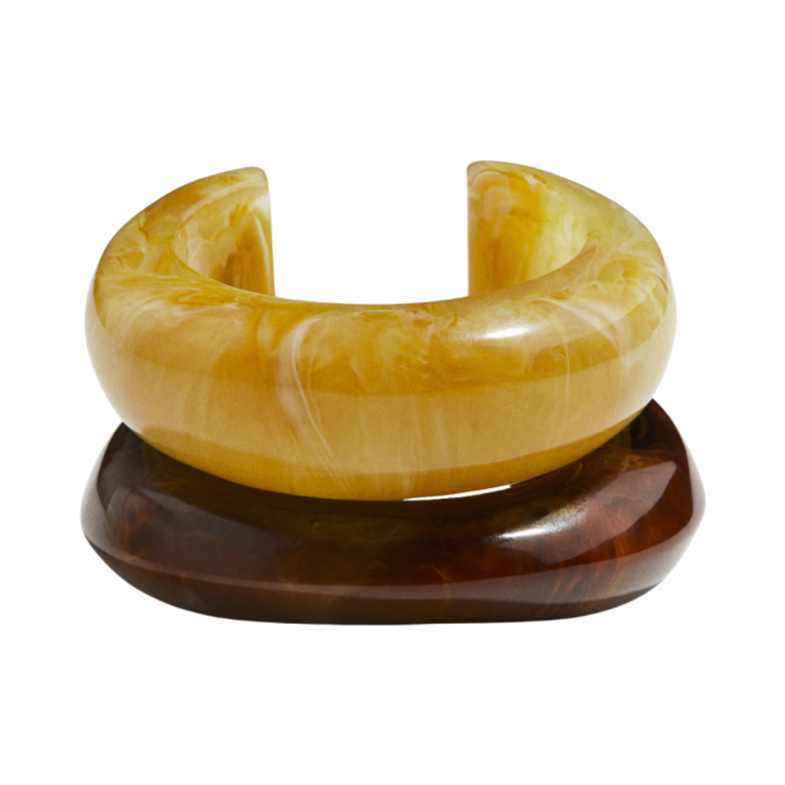 1289995001 (W) H&M Cuff Bracelets 2 Pack Dark Brown Yellow