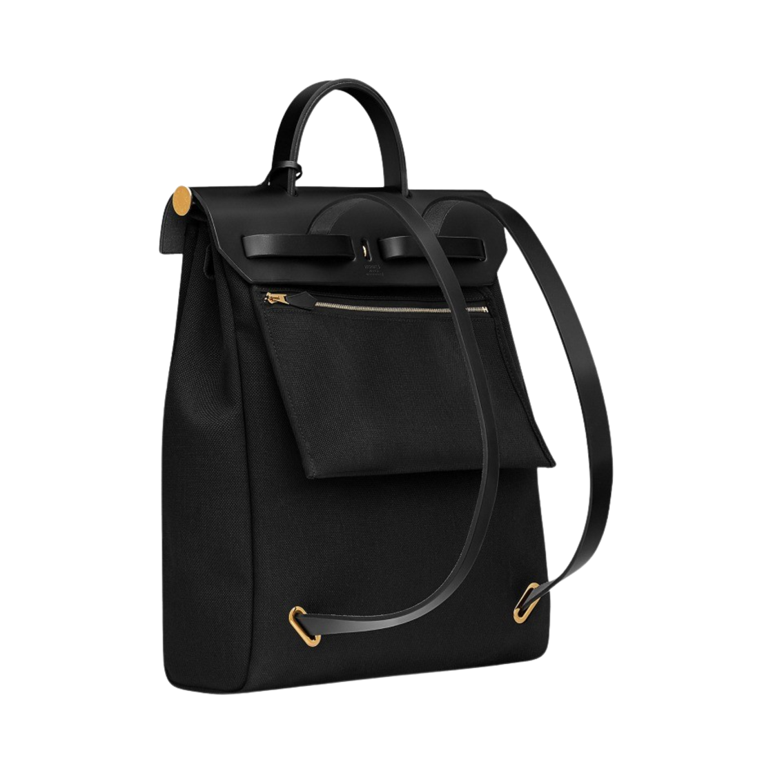 에르메스 에르백 아 도 집 백팩 르투르네 밀리터리 캔버스 & 골드 하드웨어 누아(Hermes Herbag a Dos Zip Backpack Retourne Military Canvas & Gold Noir) - 3