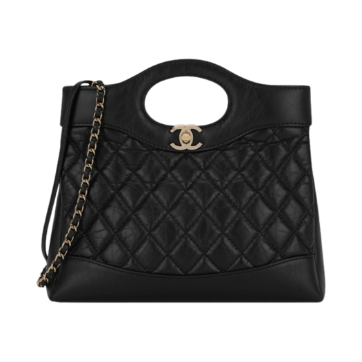 Chanel 31 Mini Shopping Bag Shiny Crumpled Calfskin & Gold Black
