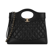 Chanel 31 Mini Shopping Bag Shiny Crumpled Calfskin & Gold Black