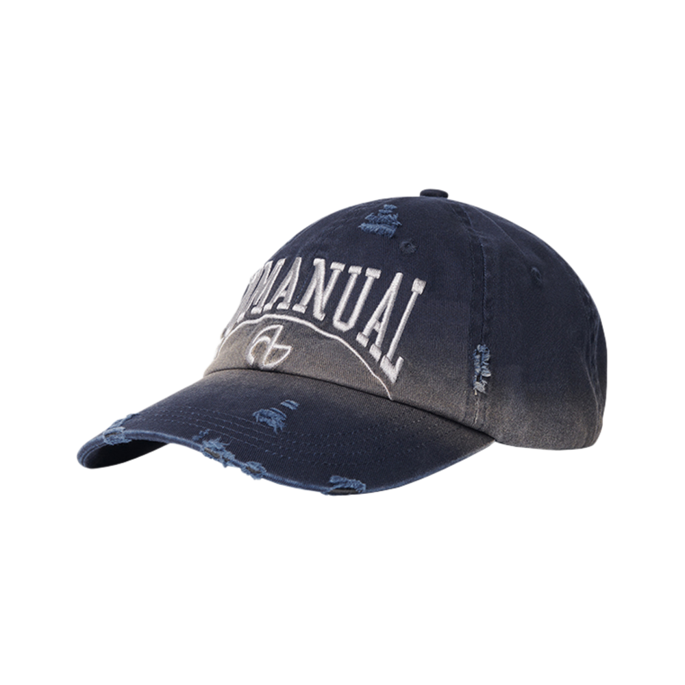 노매뉴얼 디스트로이드 볼캡 워시드 네이비(NOMANUAL Destroyed Ball Cap Washed Navy)