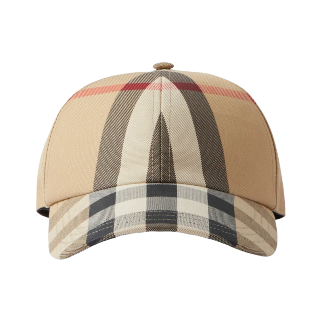 8068035 Burberry Embroidered Logo Check Cotton Baseball Cap Archive Beige