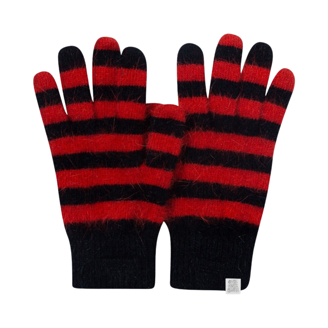 VH2DFUAB80ARE Thevinylhouse Mohair Striped Gloves Red