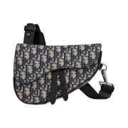 Dior Mini Saddle Bag with Strap Oblique Jacquard Beige Black