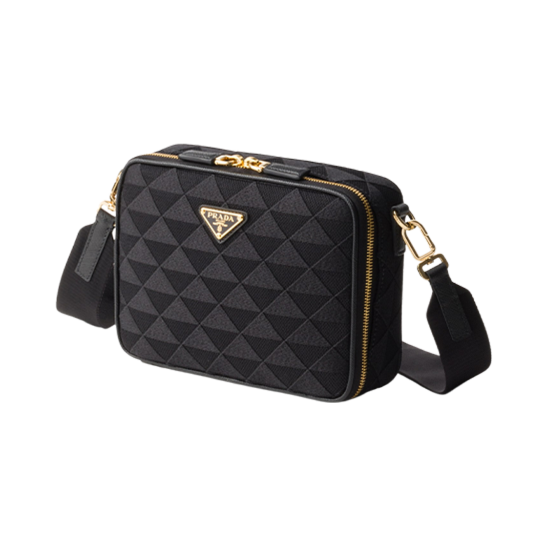 프라다 브리크 자수 패브릭 백 블랙(Prada Brique Embroidered Fabric Bag Black) - 2
