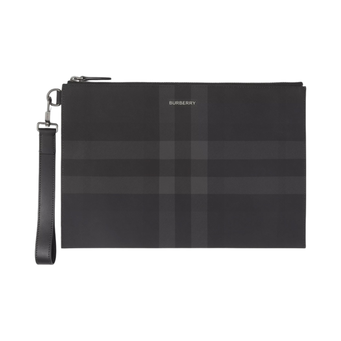 버버리 체크 라지 지퍼 파우치 차콜(Burberry Check Large Zip Pouch Charcoal) - 1