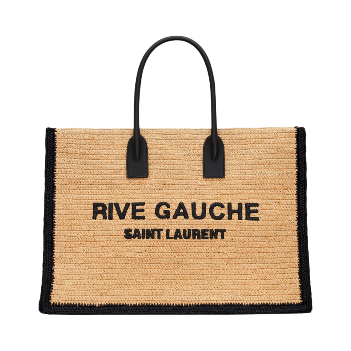 생로랑 리브 고쉬 토트백 라피아 레더 베이지 내츄럴(Saint Laurent Rive Gauche Tote Bag in Raffia And Leather Beige Naturel) - 1