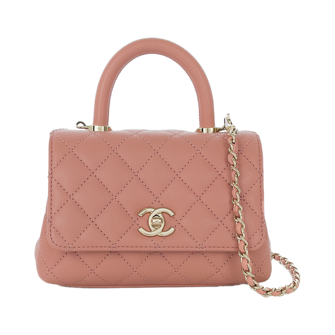 샤넬 코코핸들 미니 핑크 샴페인골드 캐비어