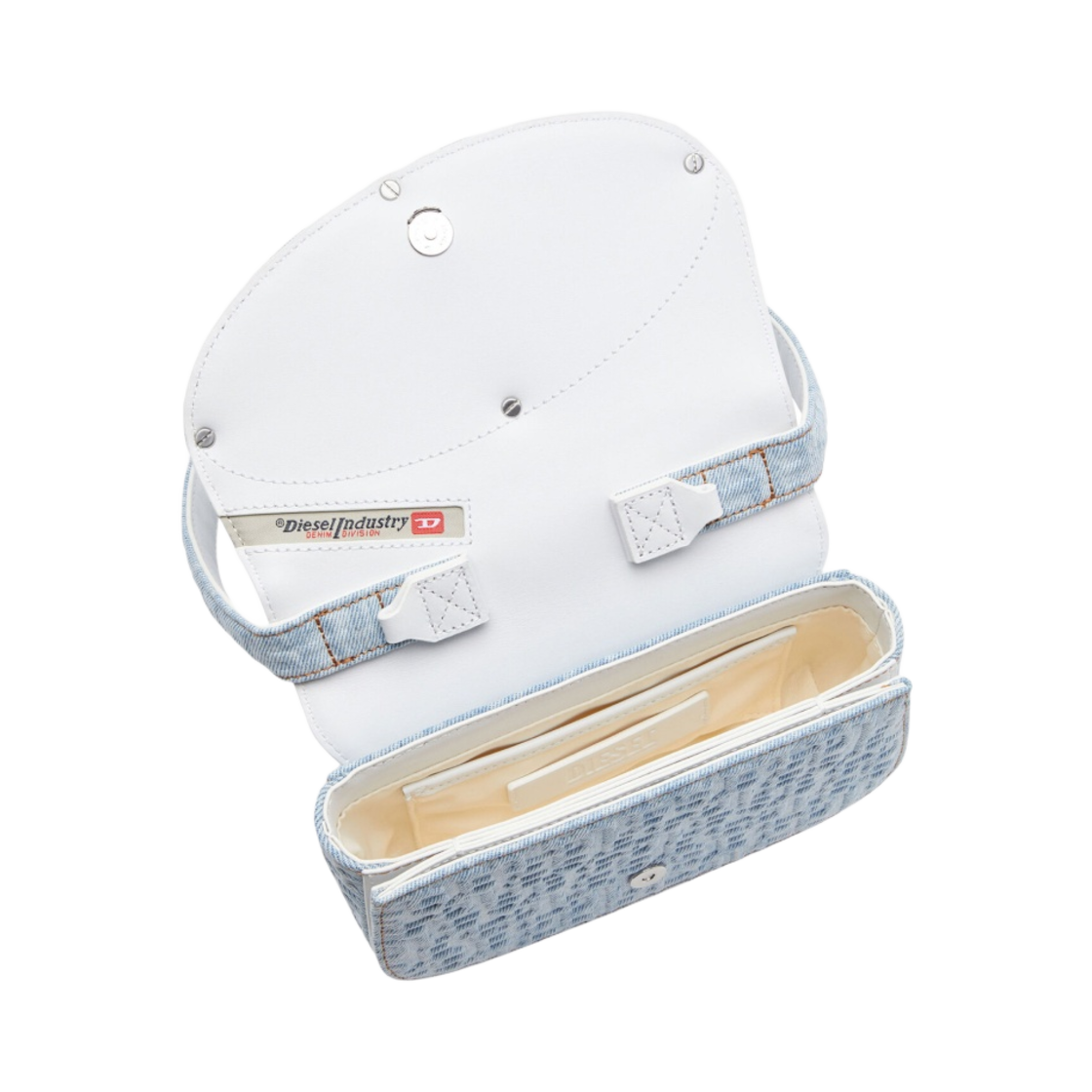 디젤 1DR 숄더백 모노그램 데님 라이트 블루(Diesel 1DR Shoulder Bag in Monogram Denim Light Blue) - 4