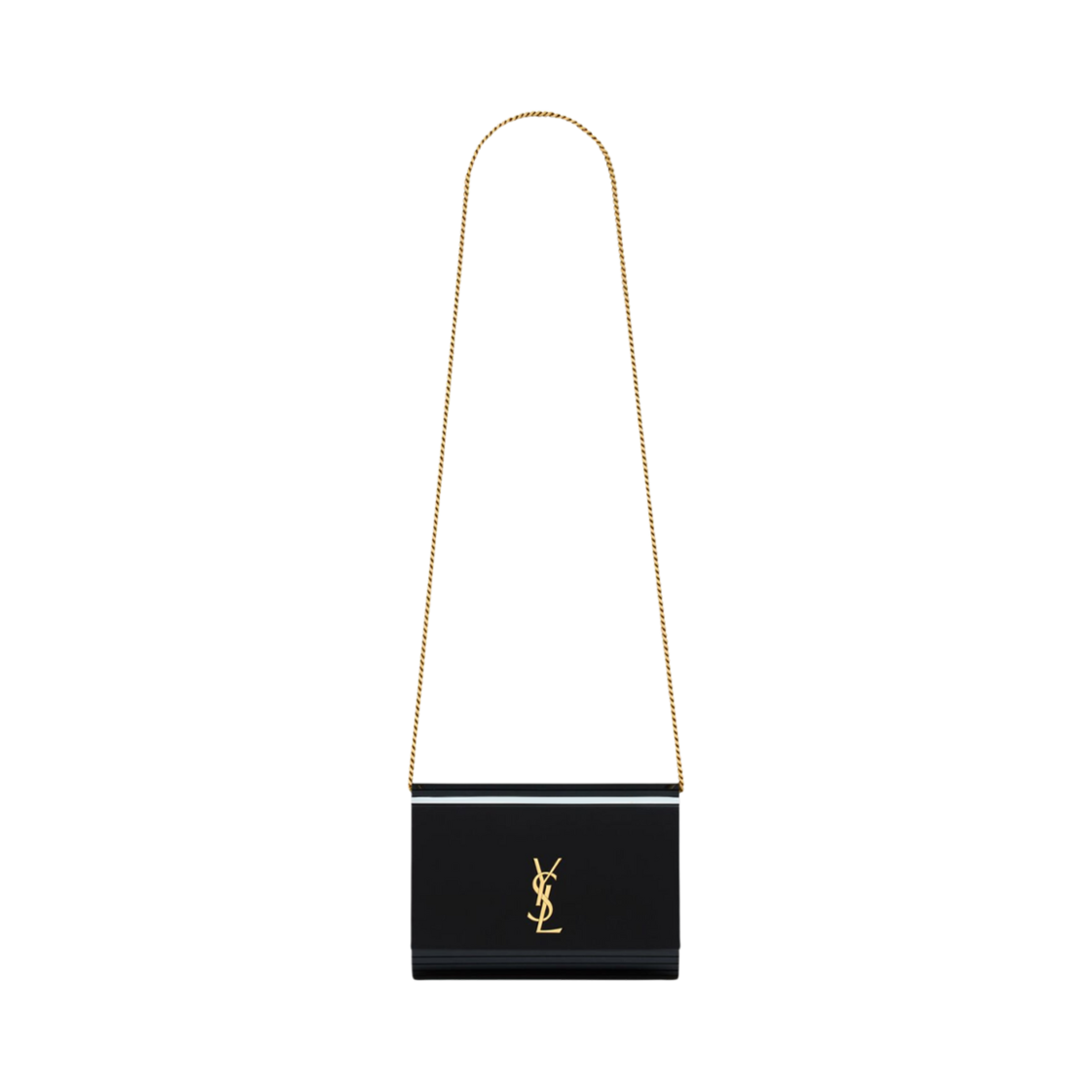 813875-JA70W-1000 Saint Laurent Vicky Minaudiere in Plexiglas Noir