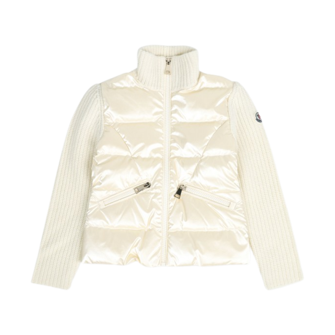 (키즈) 몽클레르 하이넥 니트 집업 자켓 화이트 - 24FW((Kids) Moncler High-Neck Knit Zip-Up Jacket White - 24FW)