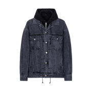 Juun.J Jersey Hooded Detachable Denim Long Trucker Grey - 23FW