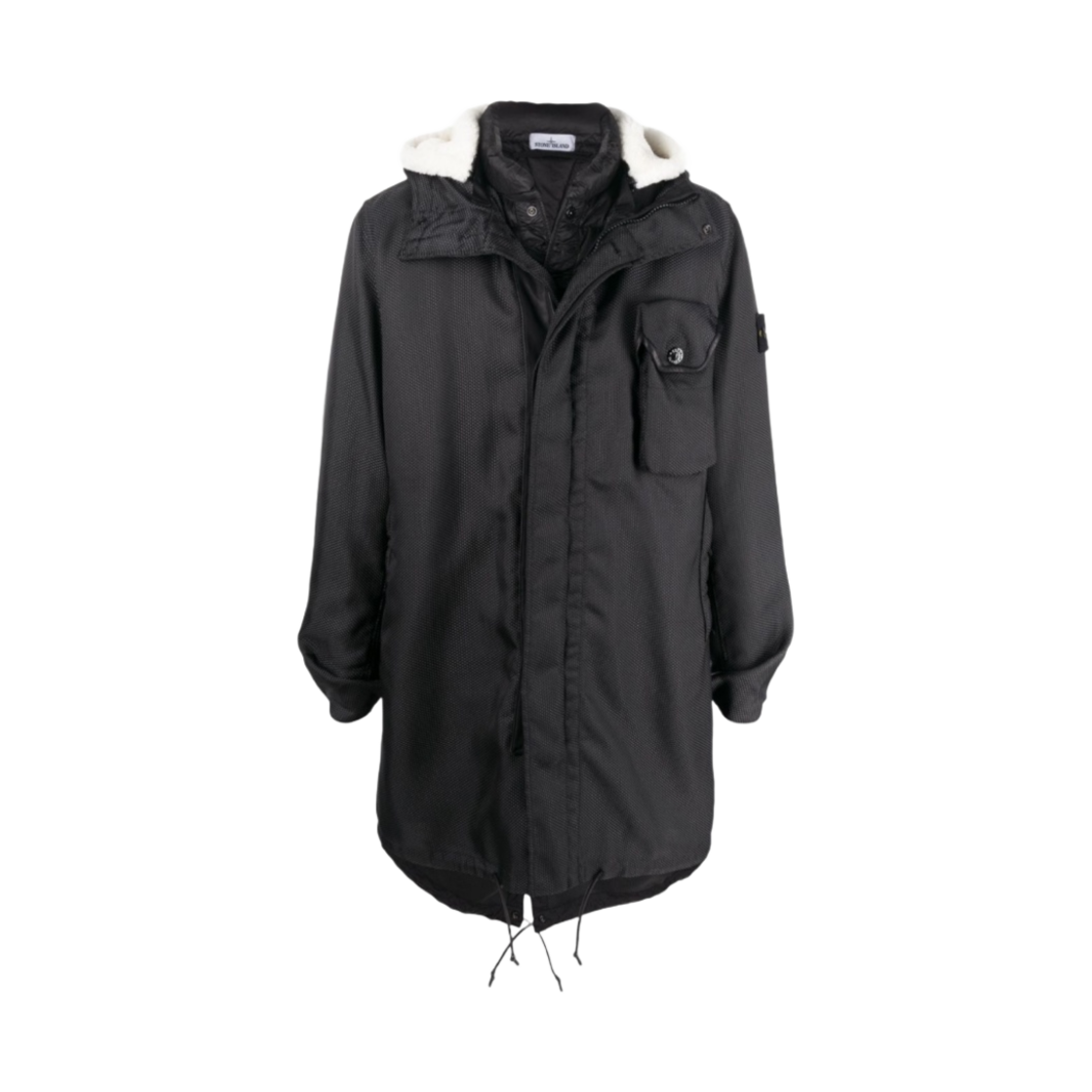 스톤 아일랜드 70224 모디파이드 파나마 6/3 HT 나일론 + 레더 다운 파카 블랙 - 21FW(Stone Island 70224 Modified Panama 6/3 HT Nylon + Leather Down Parka Black - 21FW)