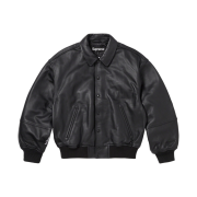 Supreme Gore-Tex Infinium Windstopper Leather Varsity Jacket Black - 23FW