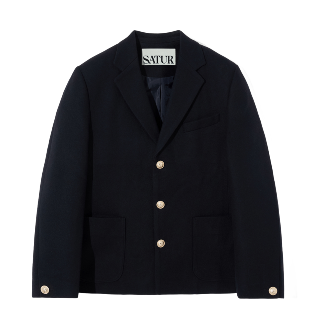 - Satur Classic 3-Button Wool Jacket Classic Navy