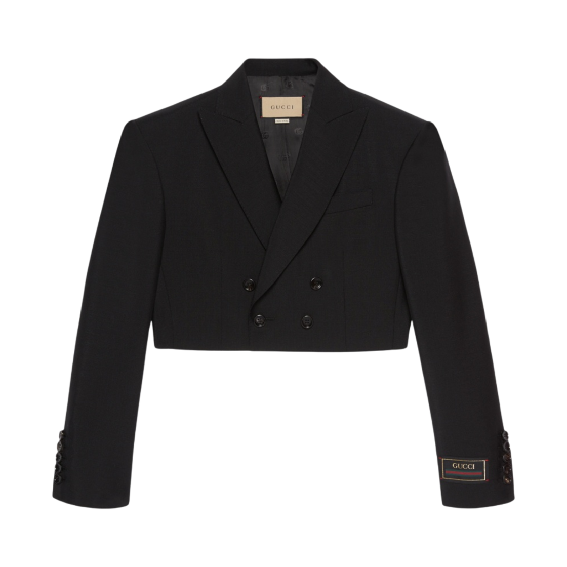 (W) 구찌 울 모헤어 크롭 자켓 블랙((W) Gucci Wool Mohair Cropped Jacket Black) - 1