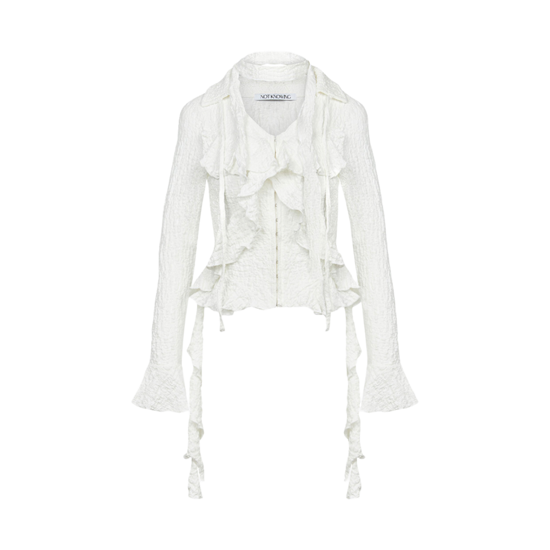 NK4FLS07 Notknowing Grunge Ruffle L/S Blouse White