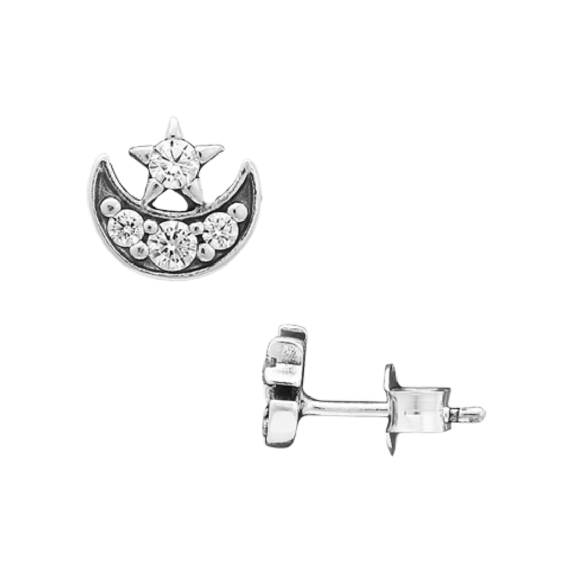 292990C01 (W) Pandora Sparkling Moon & Star Stud Earrings Sterling Silver Clear