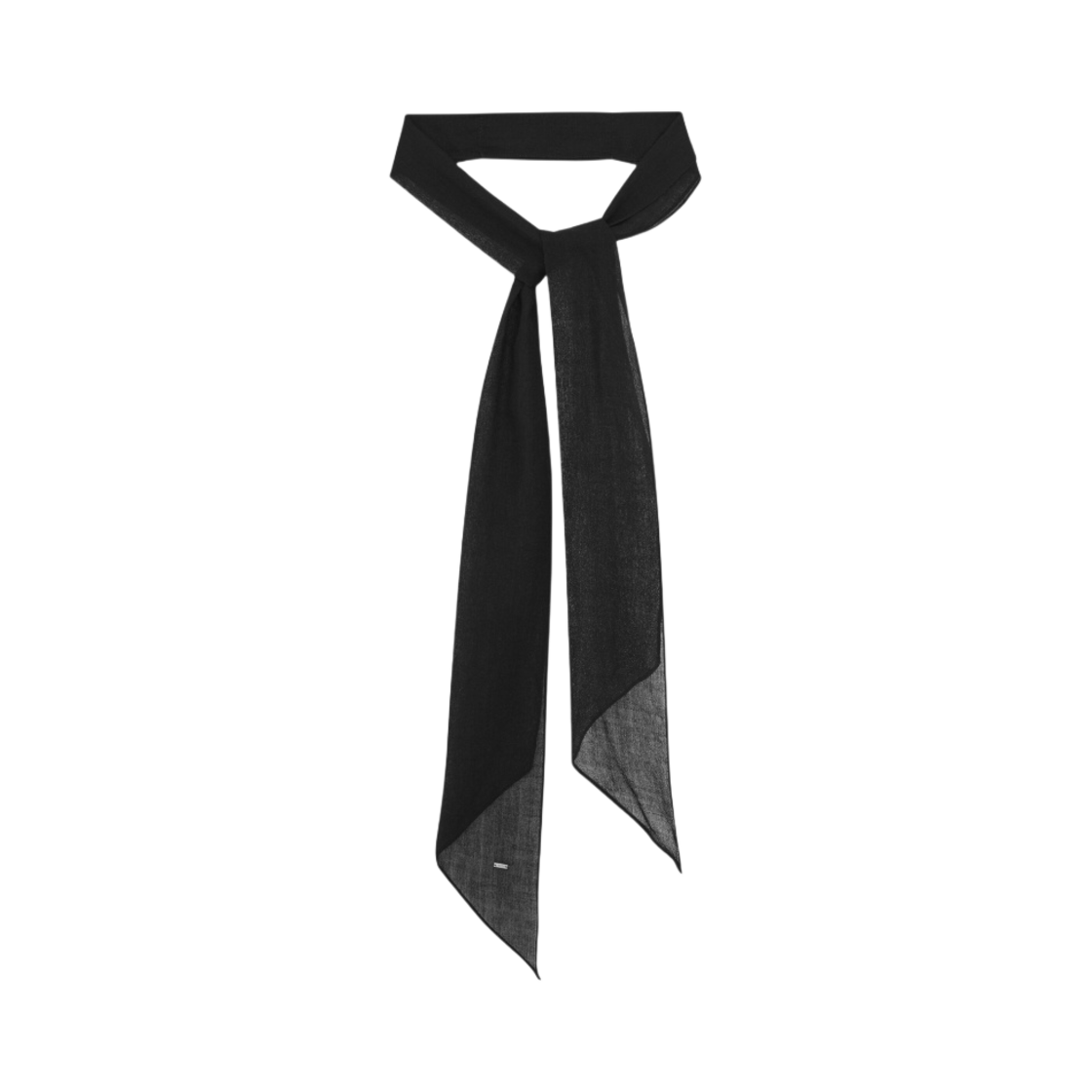 (W) 생로랑 넥 타이 울 샬리 블랙((W) Saint Laurent Neck Tie in Wool Challis Black) - 1