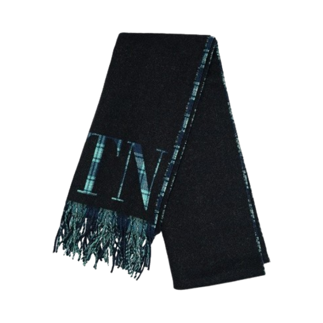 ER033CDJB60 Valentino Jaquard Wool Muffler Nero Green