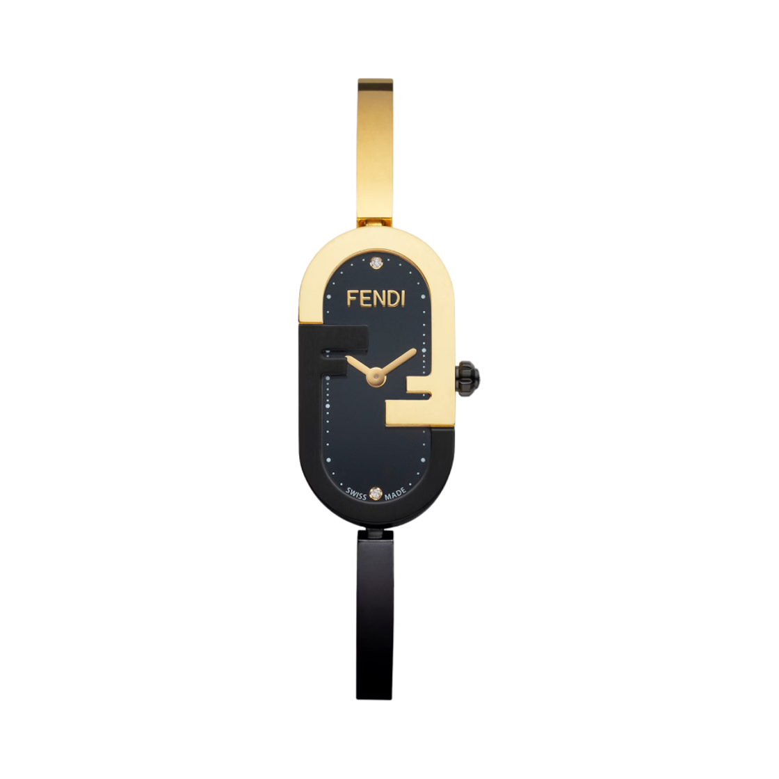 (W) 펜디 오 락 버티컬 28mm 스테인리스 스틸 블랙((W) Fendi O'Lock Vertical 28mm Stainless Steel Black)
