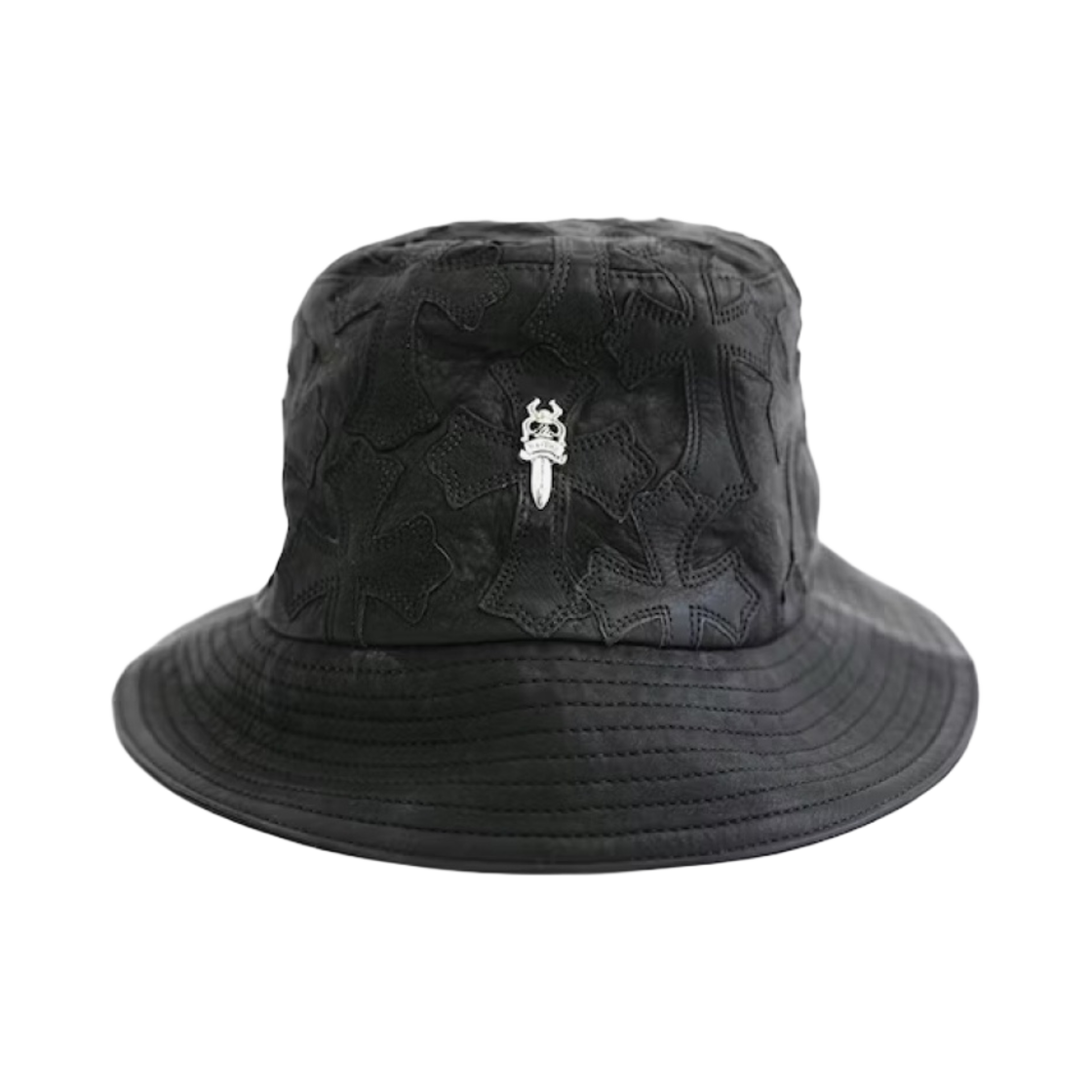 크롬하츠 크로스 레더 패치 버킷햇 블랙(Chrome Hearts Cross Leather Patch Bucket Hat Black) - 1