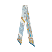 (W) Hermes Brides et Gris-Gris Twilly Bleu Jean Blanc Miel