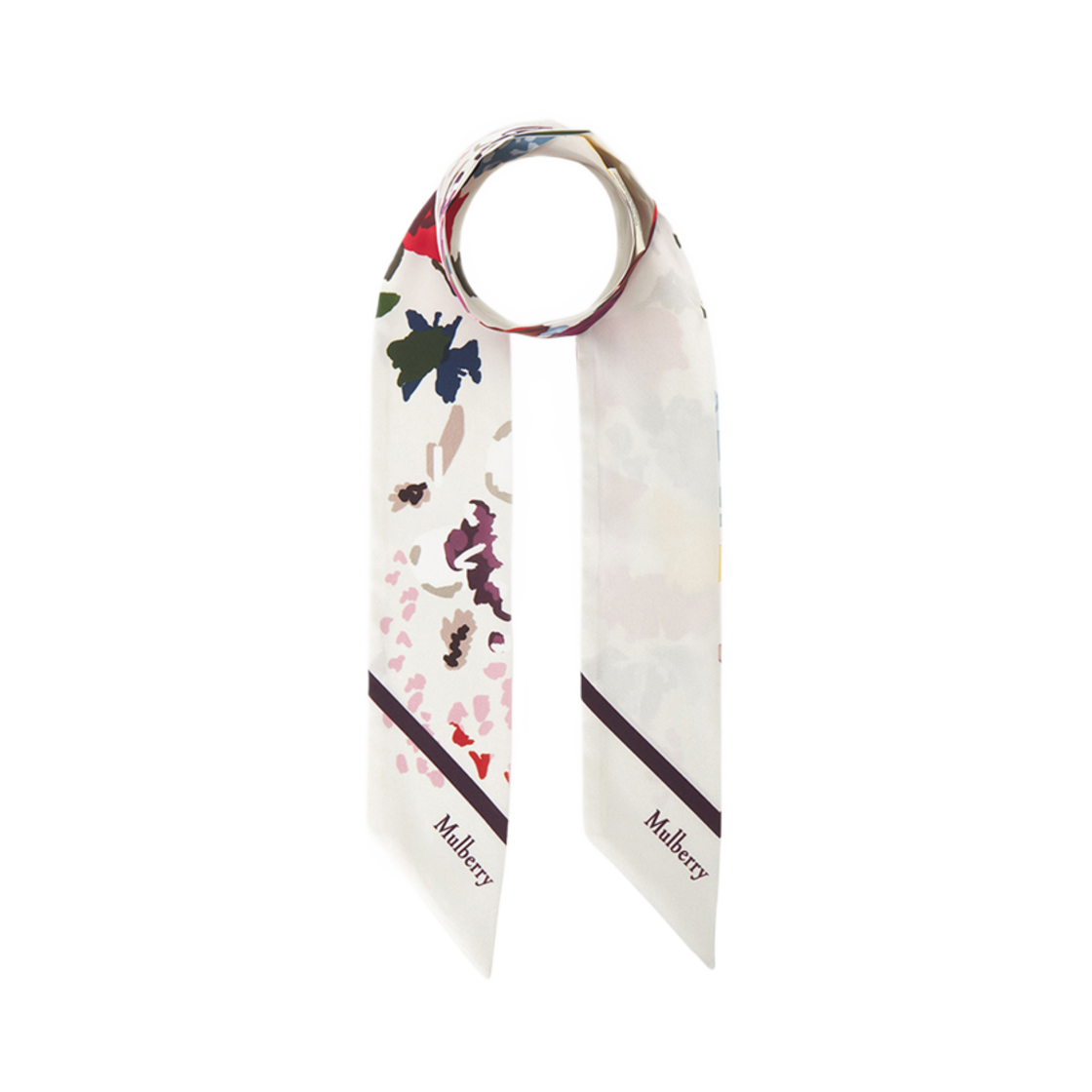 VS4836-095H687 (W) Mulberry Winter Floral Skinny Scarf Eggshell