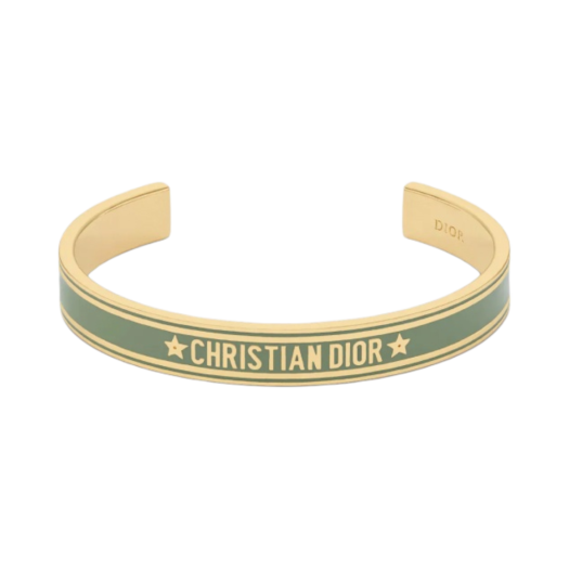 (W) Dior Code Bangle Gold Finish Metal Ethereal Green Lacquer