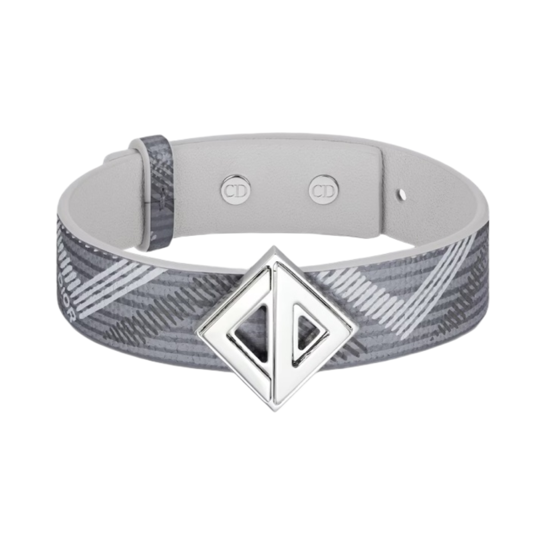 디올 CD 다이아몬드 브레이슬릿 디올 그레이 CD 다이아몬드 캔버스 실버 피니쉬 브래스(Dior CD Diamond Bracelet Dior Gray CD Diamond Canvas Silver Finish Brass) - 1