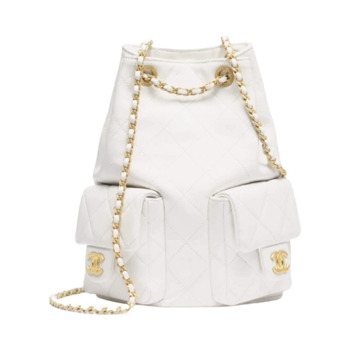 샤넬 백팩 샤이니 램스킨 & 골드 메탈 화이트(Chanel Backpack Shiny Lambskin & Gold White) - 1