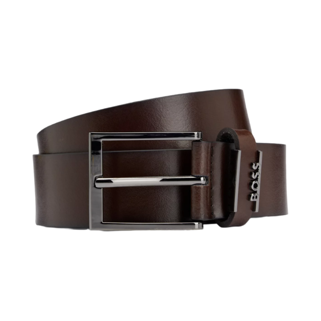50491852-202 Hugo Boss Italian Leather Belt with Logo Keeper Dark Brown