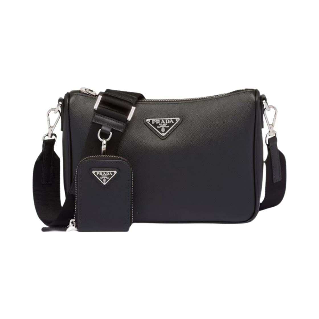 2VH113-9Z2-F0002 Prada Saffiano Leather Shoulder Bag Black