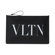 Valentino VLTN Logo Leather Clutch Black