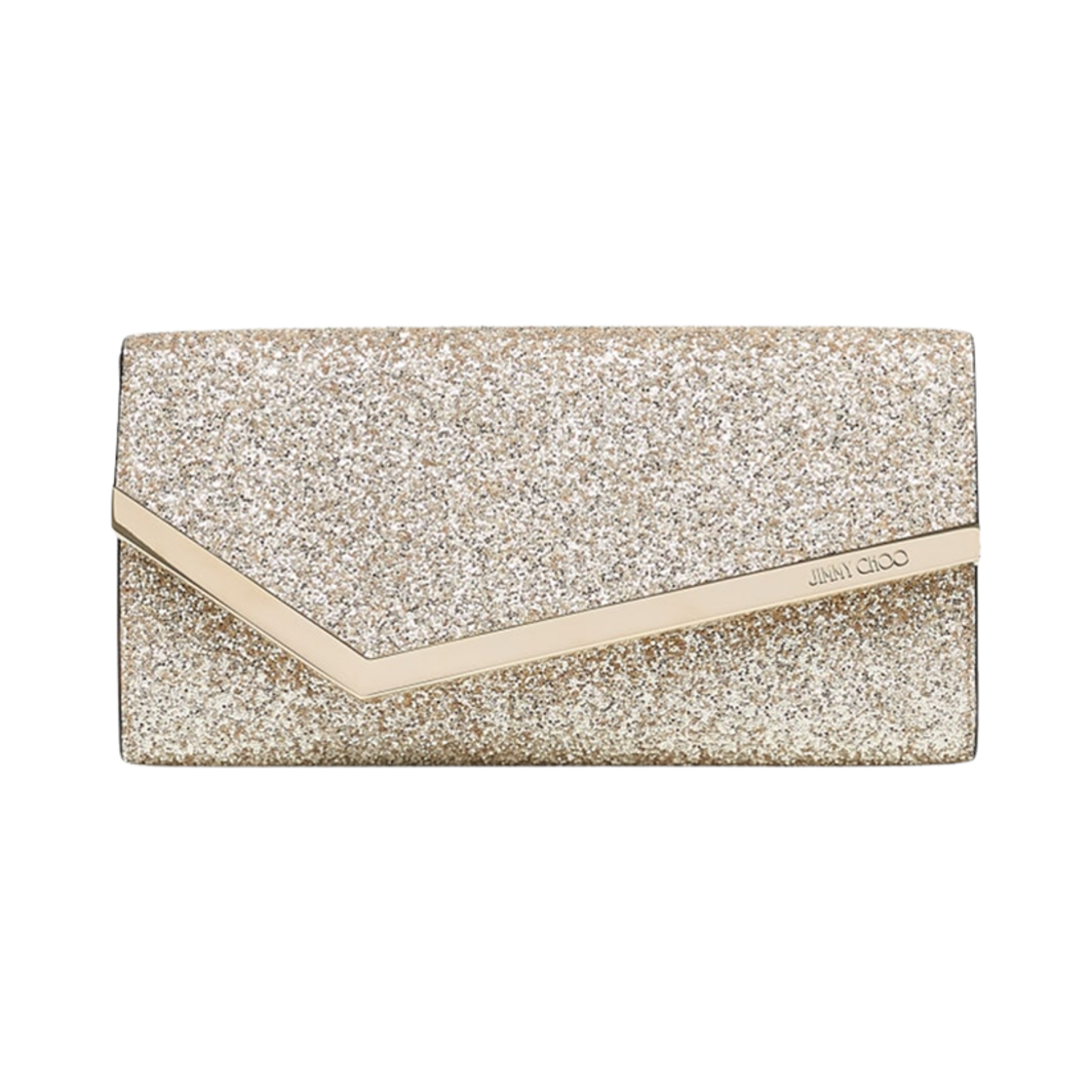 EMMIEPZFOO1582 Jimmy Choo Emmie Glitter Fabric Clutch Sand Light Gold