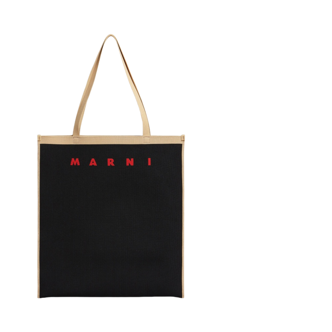 마르니 자카드 토트백 블랙 베이지(Marni Jacquard Tote Bag Black Beige) - 1