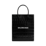 Balenciaga Large Shopping Bag Crocodile Embossed Black