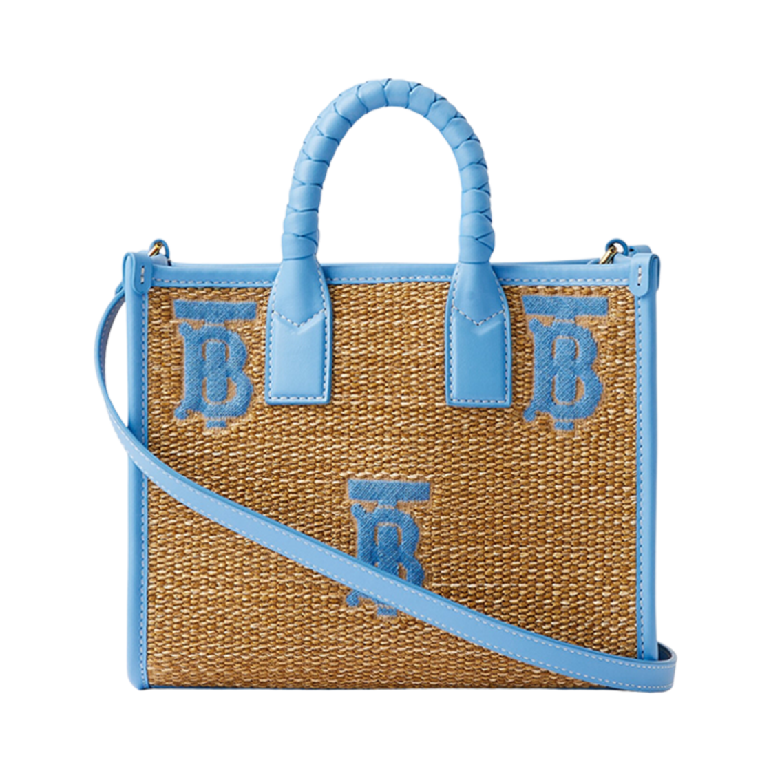 버버리 미니 프레야 토트 내츄럴 쿨 콘 플라워 블루(Burberry Mini Freya Tote Natural Cool Cornflower Blue) - 2