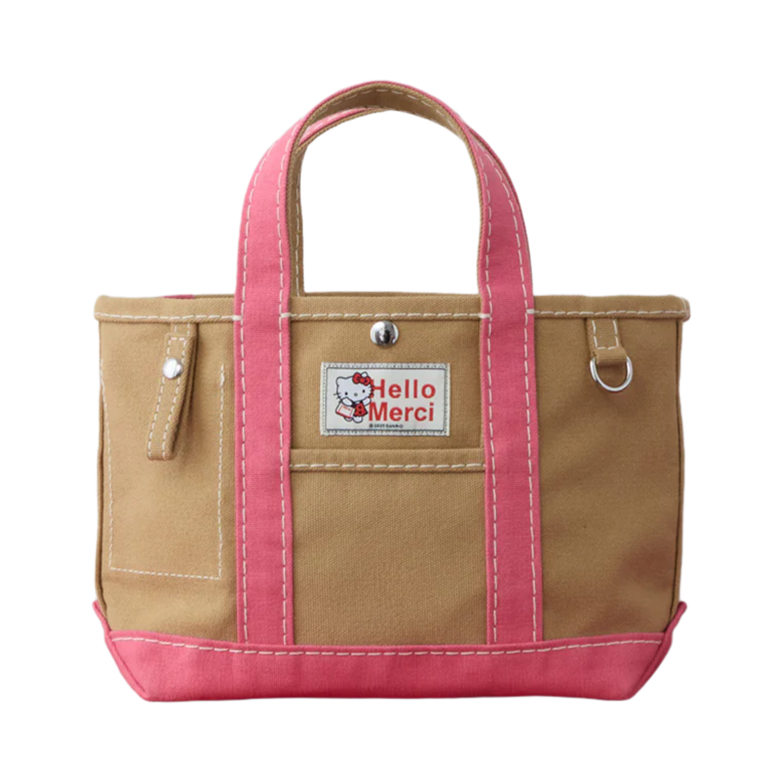 메르시 x 헬로 키티 카바스 칸디데 토트백 S 카키 핑크(Merci x Hello Kitty Cabas Candide Tote Bag S Khaki Pink)